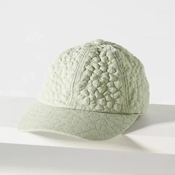 NWT Anthropologie Green Embroidered Floral Baseball Cap - Picture 4 of 4